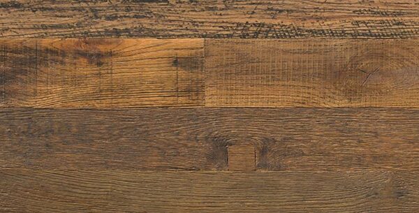 The bespoke nature of crafting each plank results in an individuality that cannot be replicated creating varying widths and lengths for a truly authentic look. Creating planks begins with cutting a *4mm thick veneer from reclaimed timbers and pressing them onto an FSC – certified plywood base to give an overall thickness of 15mm. A selection of our most popular finishes are complemented with matching herringbone / chevron designs – see following pages for details. HISTORIC MADISON OAK PLANK 95 -135 X 15 X 400 -2200MM